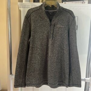 Eddie Bauer FLEECE Sweater Men's Large Pullover Gray 1/4 Zip Warm Fall Winter